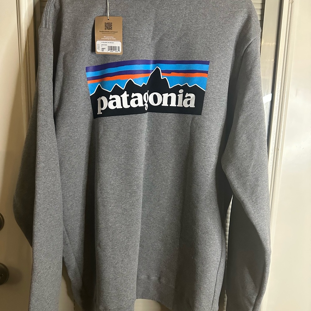 Patagonia Gray Logo Sweatshirt Crew Neck XL - Picture 4 of 6